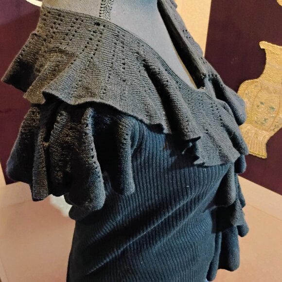 Ralph Lauren ruffled snap up sweater, short sleeve cardigan - Picture 5 of 9